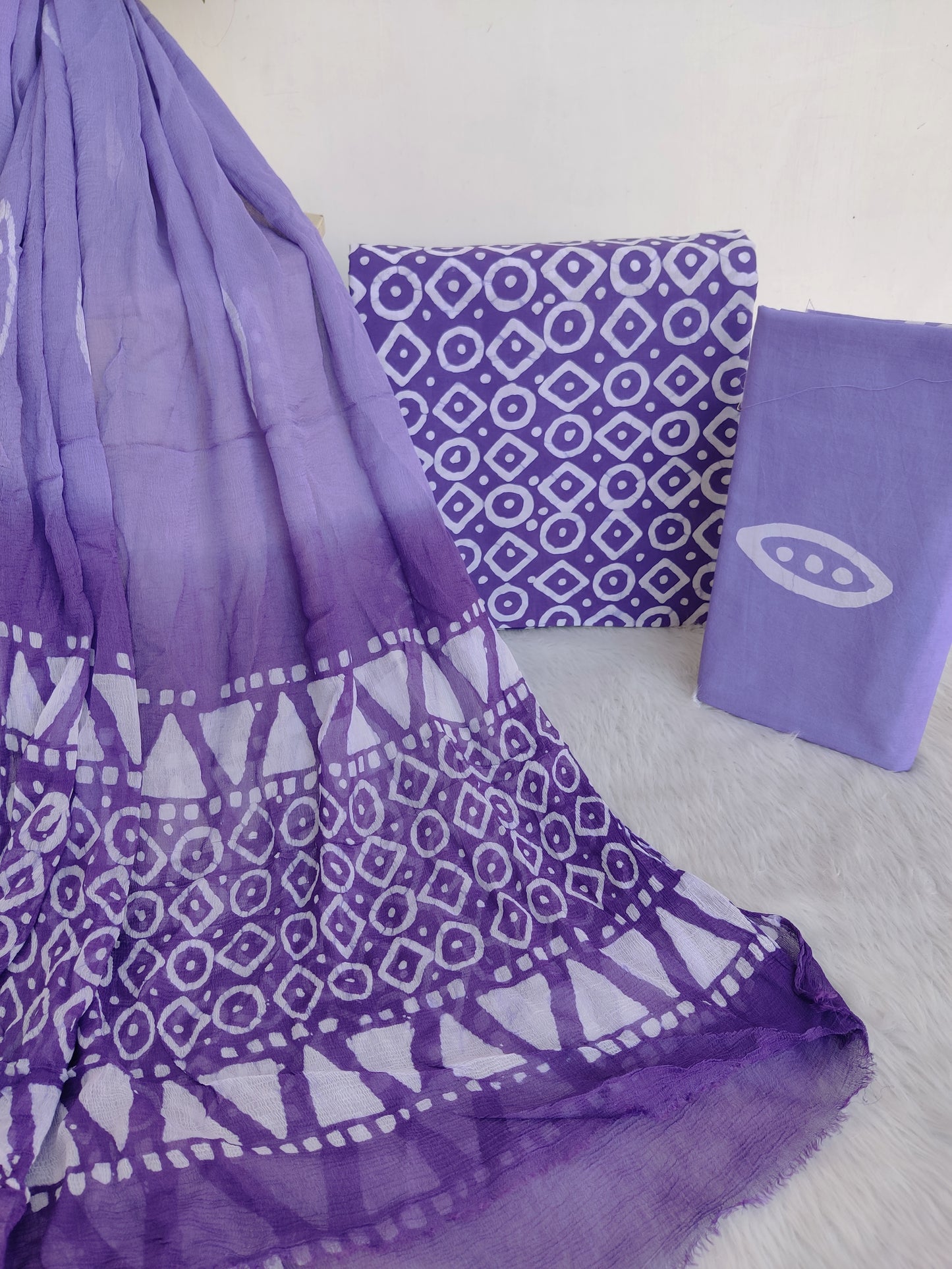 BATIK COTTON SUIT WITH PURE CHIFFON DUPATTA