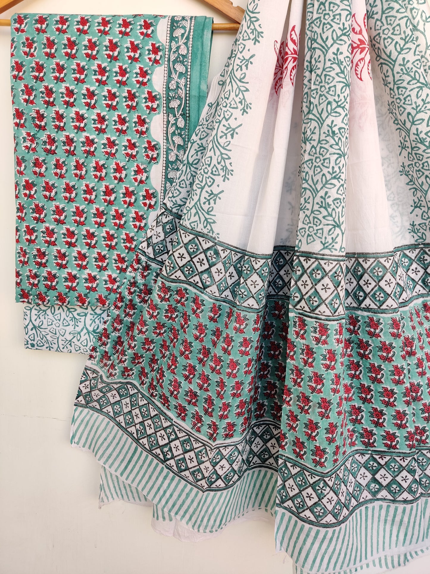 Cotton Block Printed Cotton Suit with mulmul cotton Dupatta