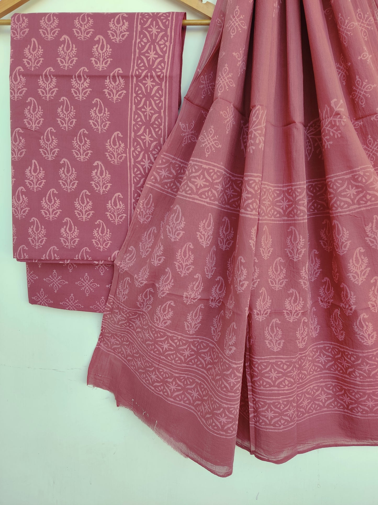 Discharge Cotton Block Printed Cotton Suit with mulmul cotton Dupatta