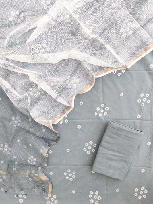 (BANDHEJ) Cotton Suit with Cotton Kota Doria Dupatta