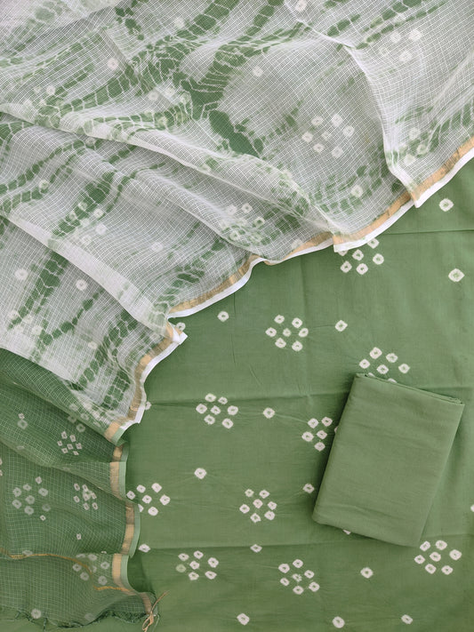 (BANDHEJ) Cotton Suit with Cotton Kota Doria Dupatta