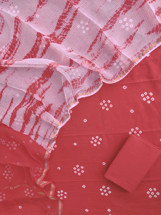 (BANDHEJ) Cotton Suit with Cotton Kota Doria Dupatta