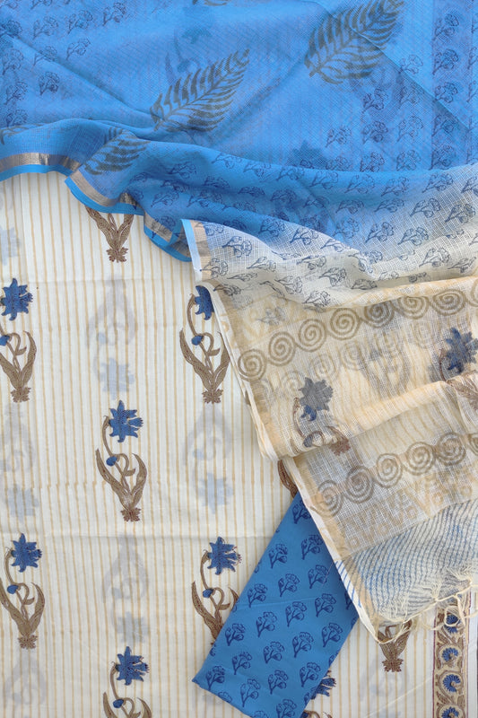 BOOTA Hand Block Printed Cotton Suit with Cotton Kota Doria dupatta