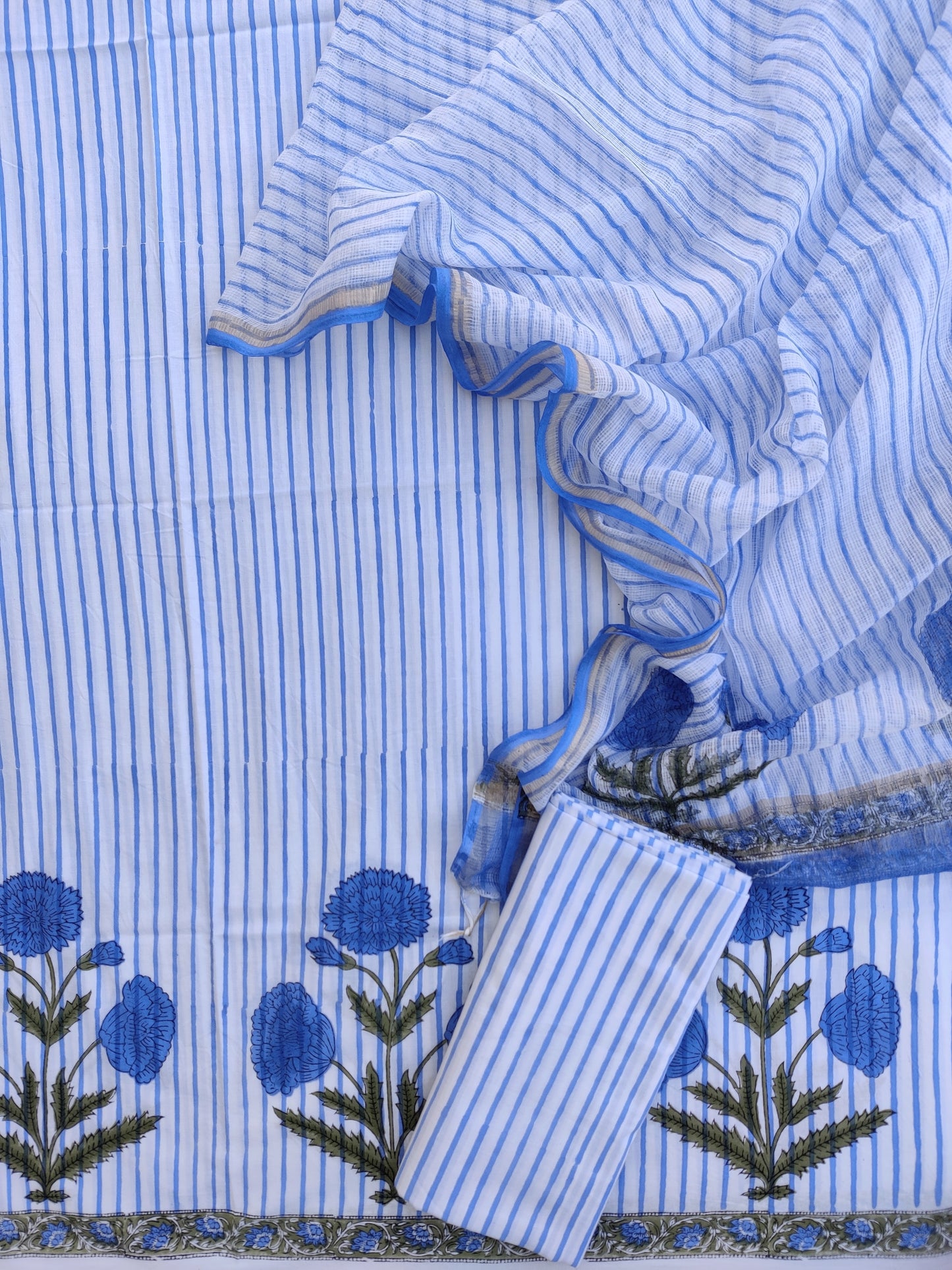 BOOTA Hand Block Printed Cotton Suit with Cotton Kota Doria dupatta