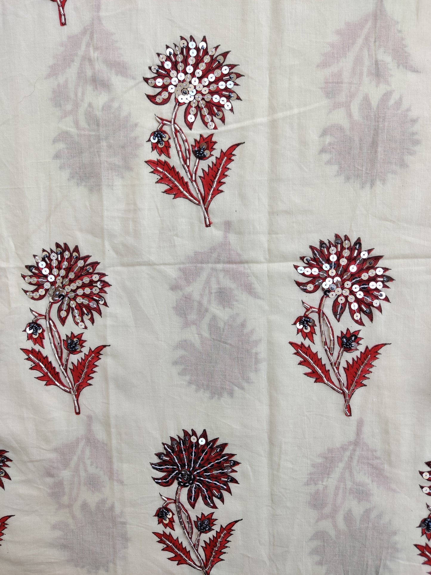 Hand Block Printed Cotton Suit with Mul Chanderi Dupatta