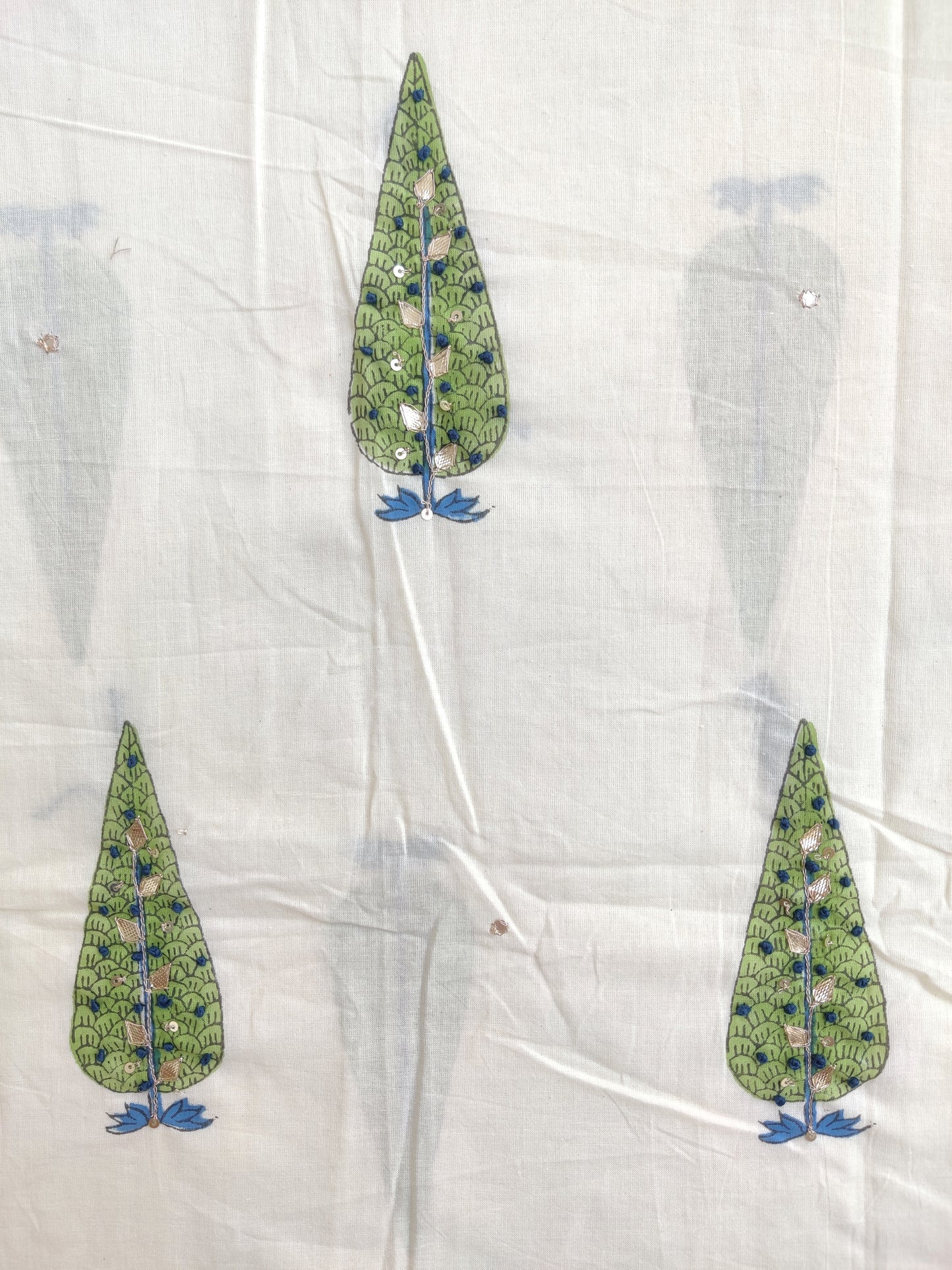 Hand Block Printed Cotton Suit with Mul Chanderi Dupatta