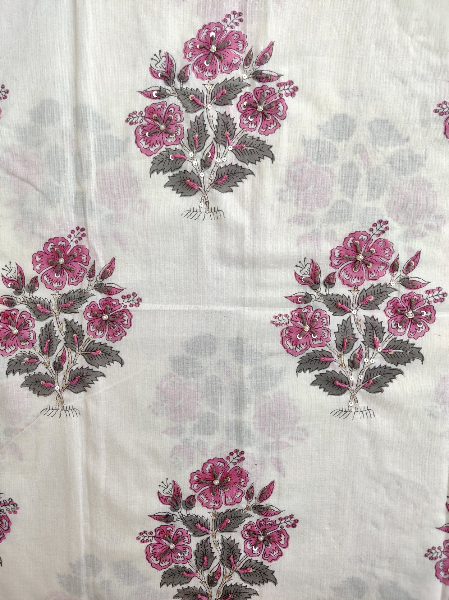 Hand Block Printed Cotton Suit with Mul Chanderi Dupatta