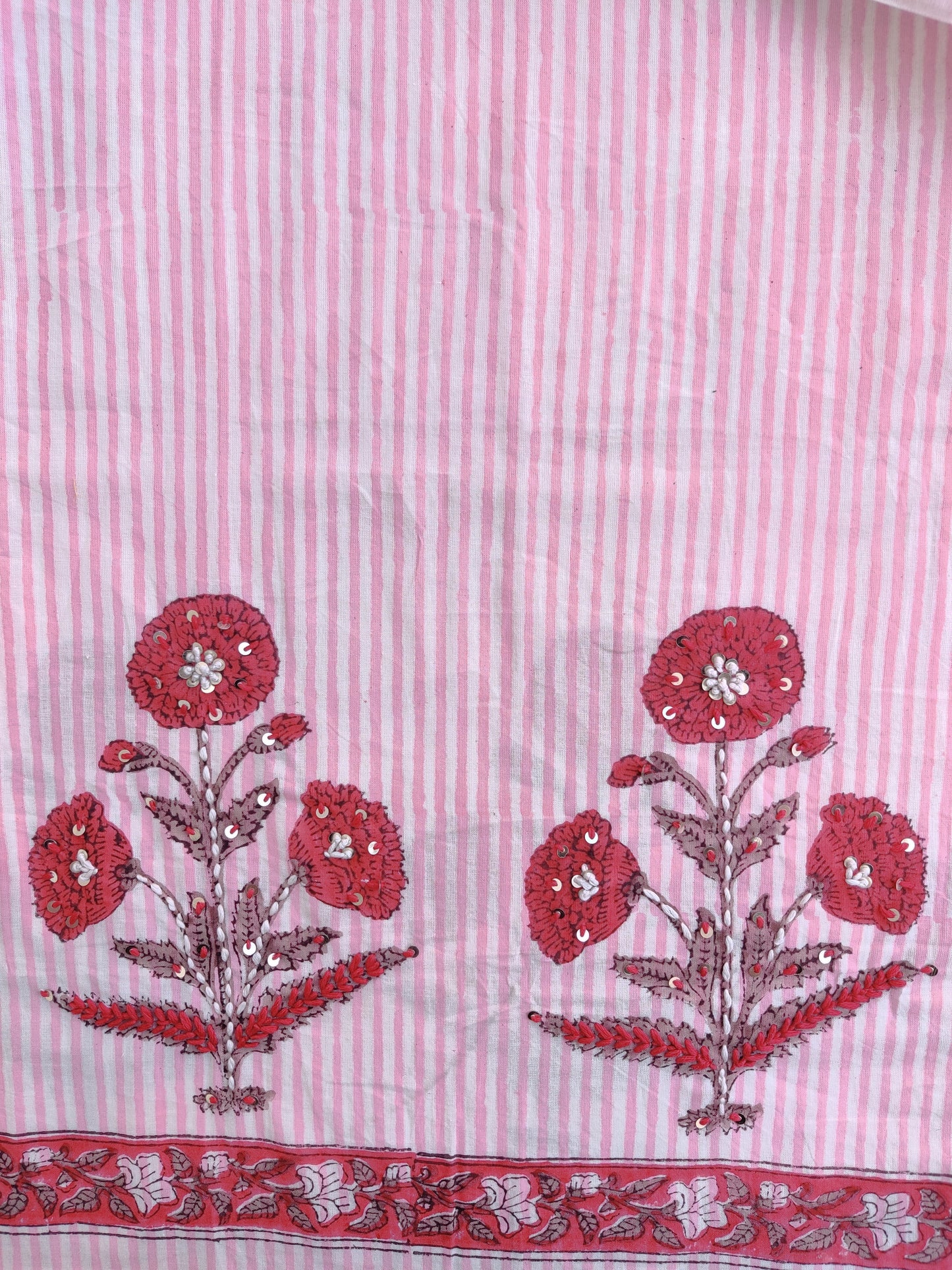 Hand Block Printed Cotton Suit with Mul Chanderi Dupatta