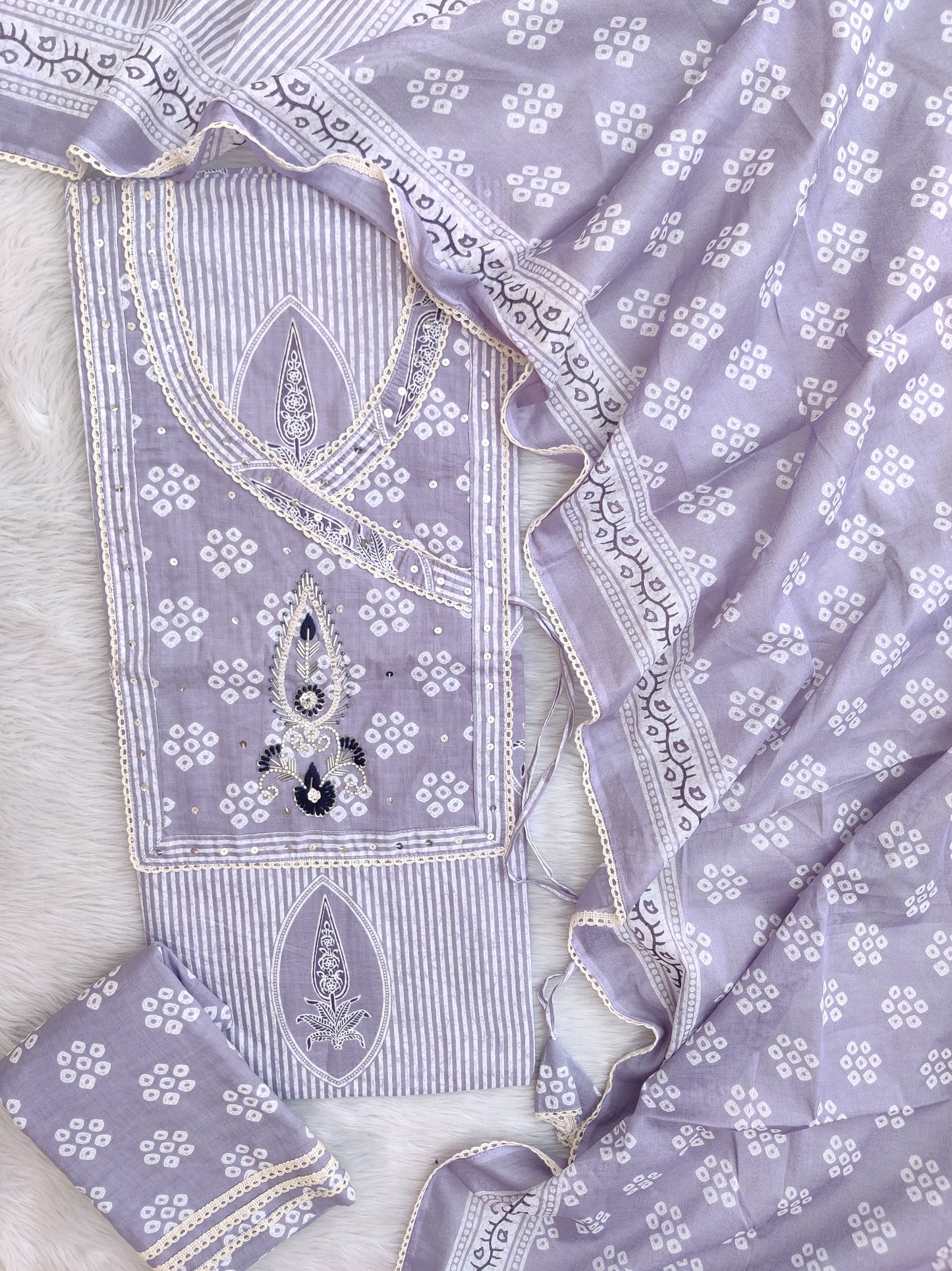 EXCLUSIVE HAND BLOCK PRINTED COTTON SUIT WITH COTTON DUPATTA