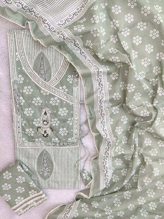 EXCLUSIVE HAND BLOCK PRINTED COTTON SUIT WITH COTTON DUPATTA