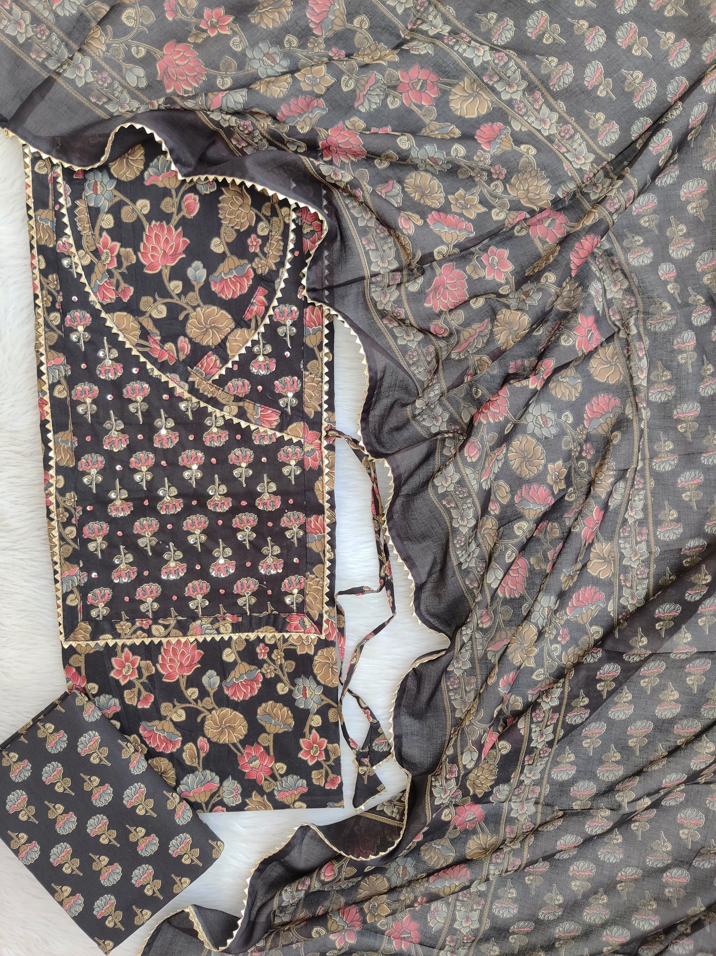 EXCLUSIVE HAND BLOCK PRINTED COTTON SUIT WITH COTTON DUPATTA