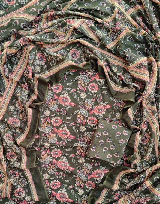 Jaipuri Printed Cotton Suit with mulmul cotton Dupatta