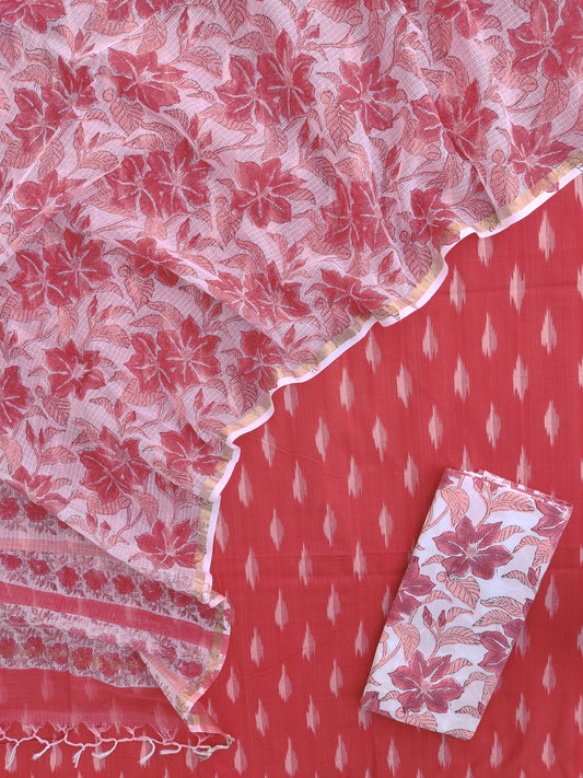 Handloom Weave Ikat Suit with Kota Doria Dupatta