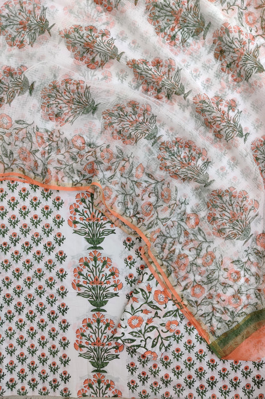 PANEL Hand Block Printed Cotton Suit with Cotton Kota Doria dupatta