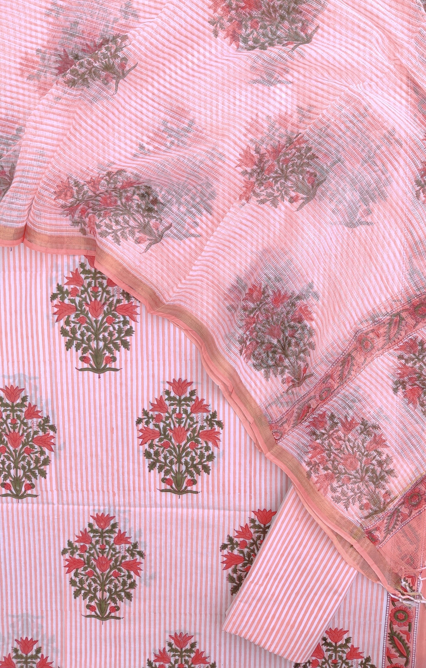 BOOTA Hand Block Printed Cotton Suit with Cotton Kota Doria dupatta