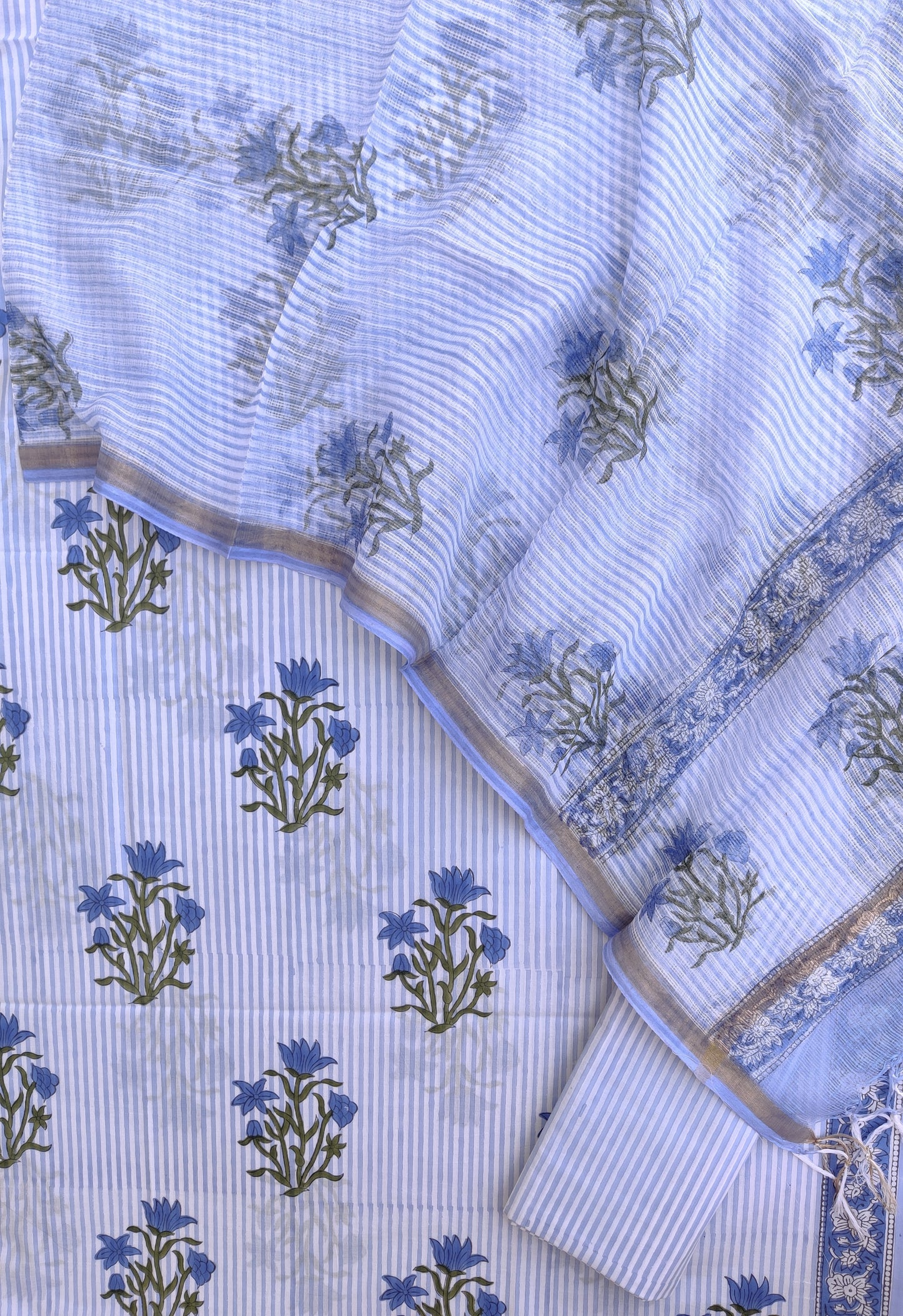 BOOTA Hand Block Printed Cotton Suit with Cotton Kota Doria dupatta