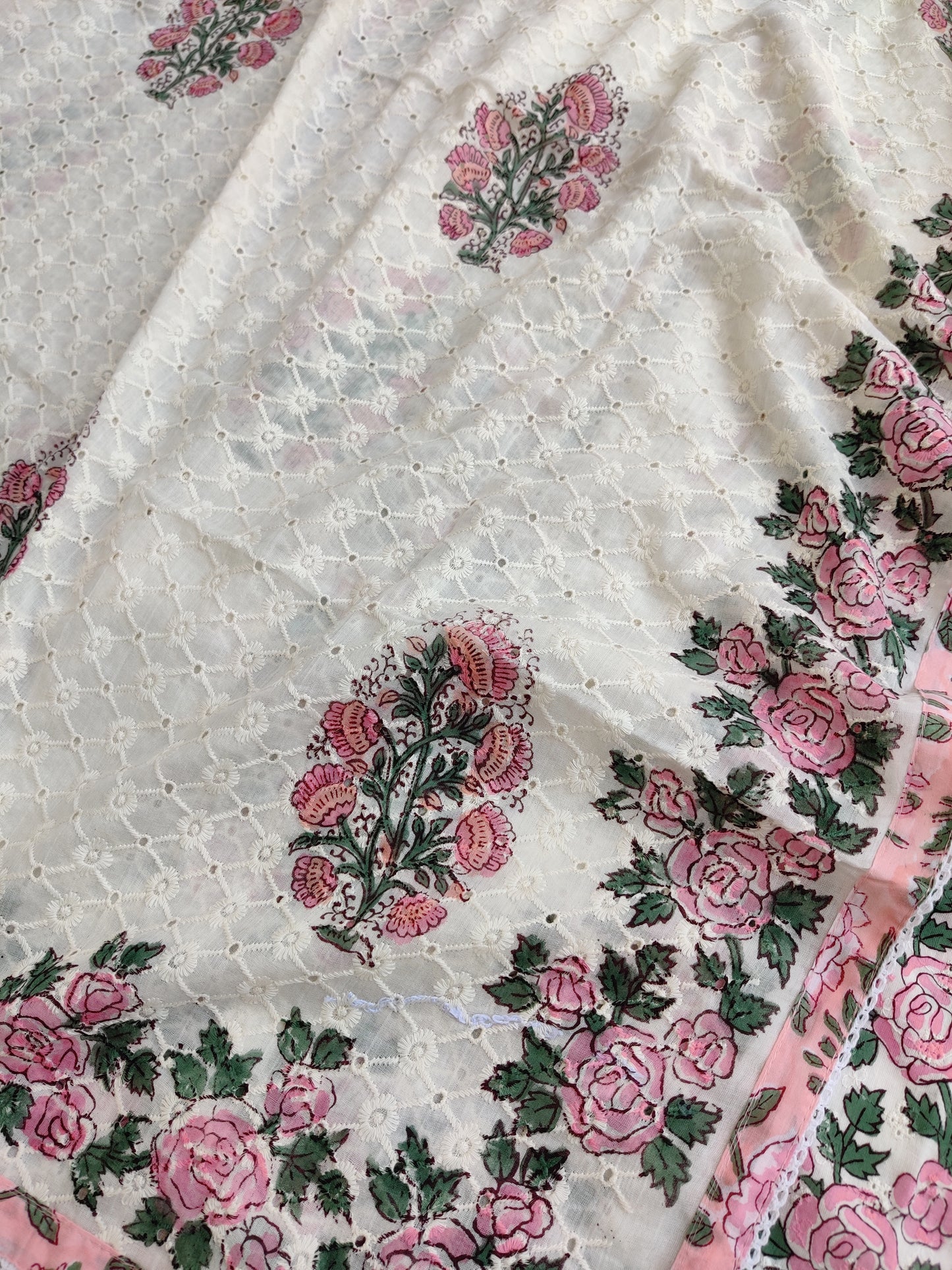 Exclusive Unstitched Cotton Suit with Mulmul Embroidery Dupatta