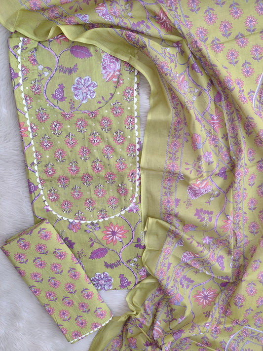 EXCLUSIVE HAND BLOCK PRINTED COTTON SUIT WITH COTTON DUPATTA