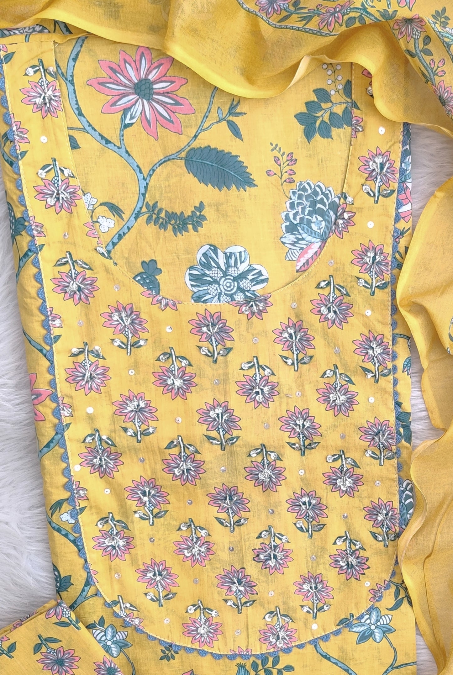 EXCLUSIVE HAND BLOCK PRINTED COTTON SUIT WITH COTTON DUPATTA