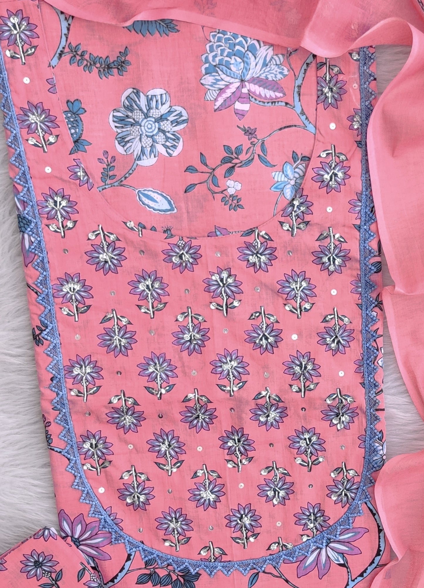 EXCLUSIVE HAND BLOCK PRINTED COTTON SUIT WITH COTTON DUPATTA