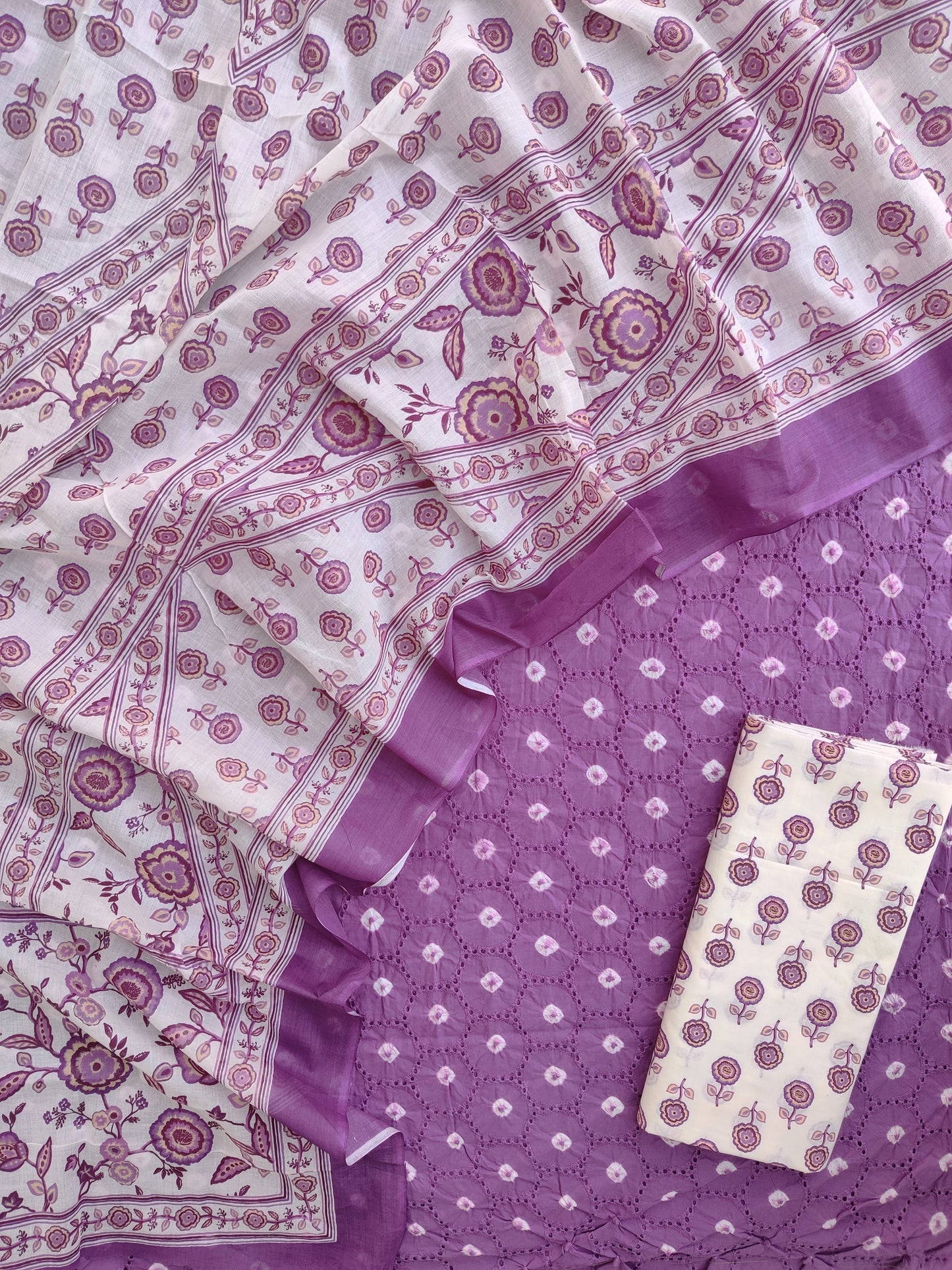 Schiffli Suit with Mulmul Dupatta