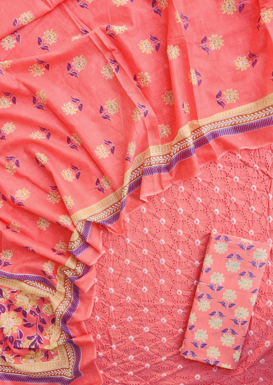 Schiffli Suit with Mulmul Dupatta