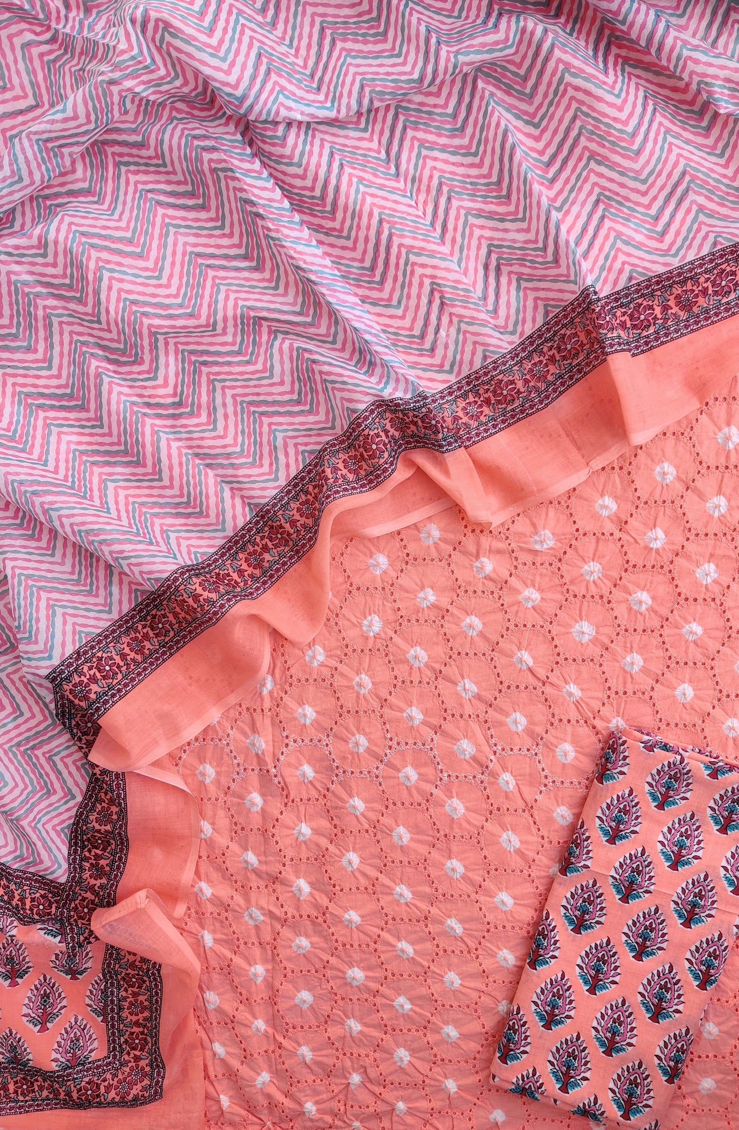 Schiffli Suit with Mulmul Dupatta