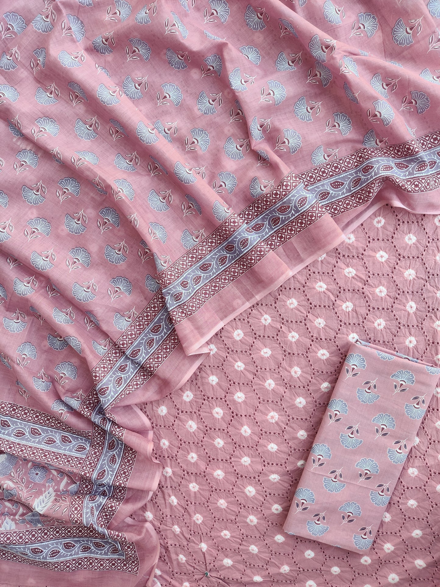 Schiffli Suit with Mulmul Dupatta