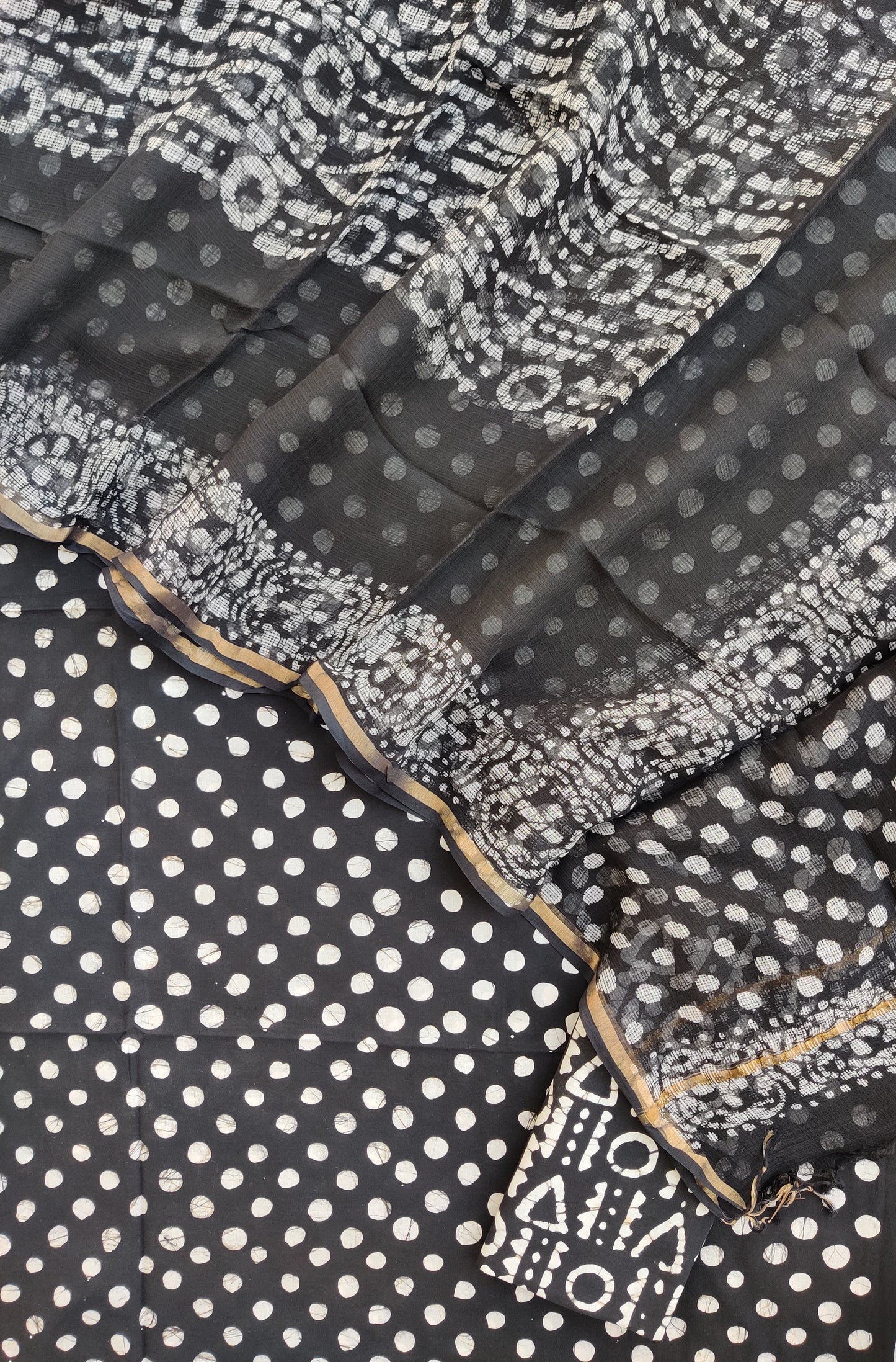 POLKA DOT Cotton Suit with Cotton Kota Doria Dupatta