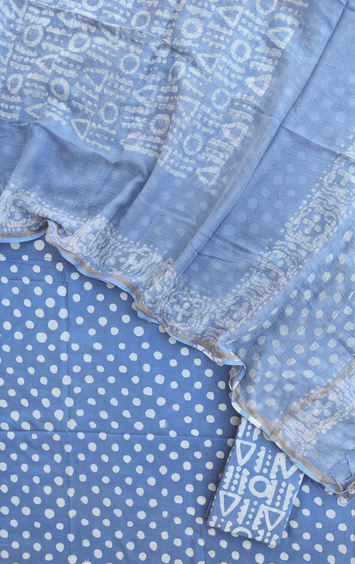 POLKA DOT Cotton Suit with Cotton Kota Doria Dupatta