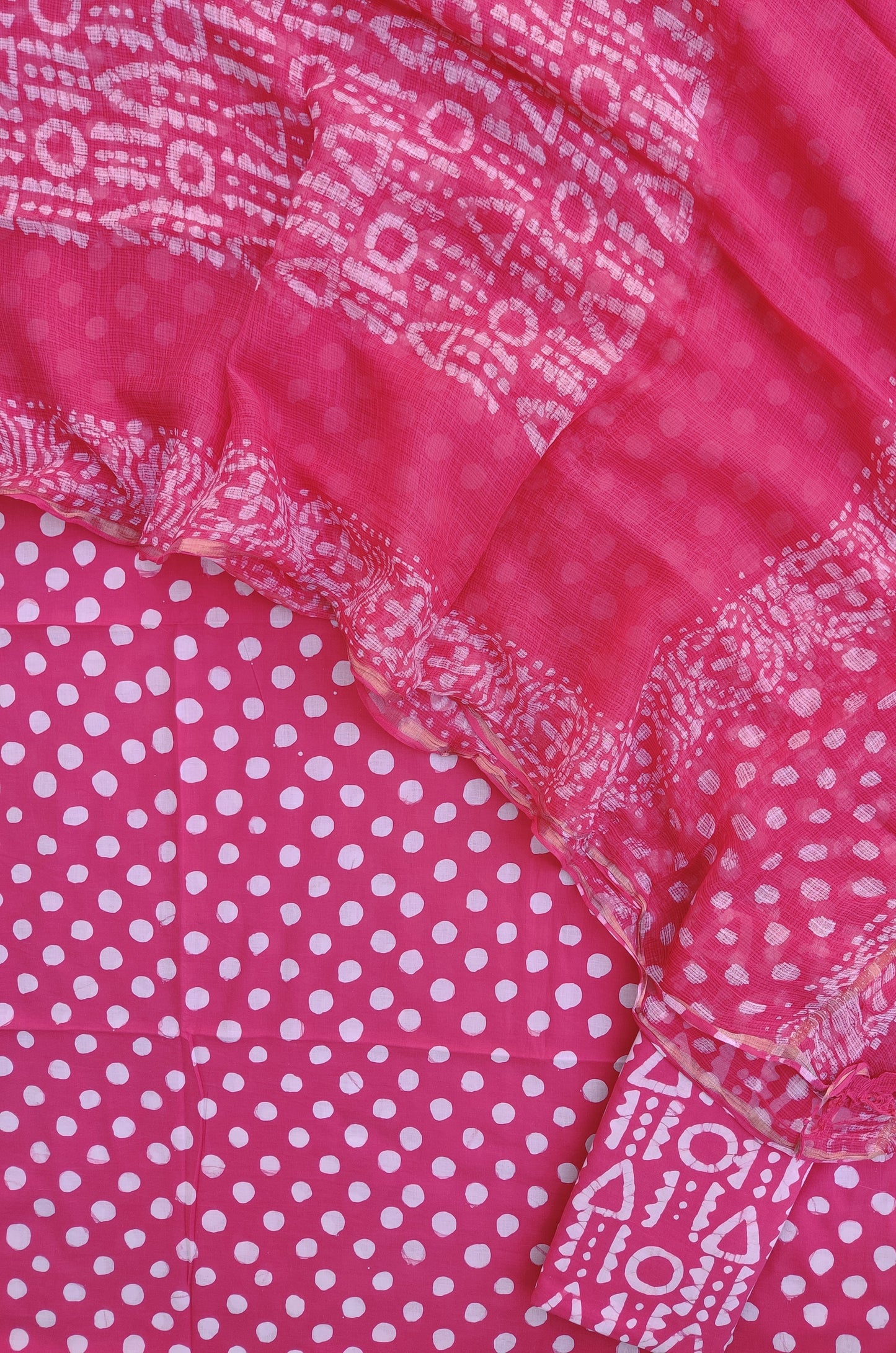 POLKA DOT Cotton Suit with Cotton Kota Doria dupatta