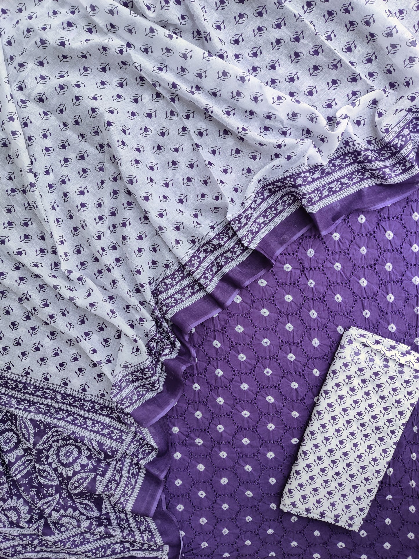 Schiffli Suit with Mulmul Dupatta