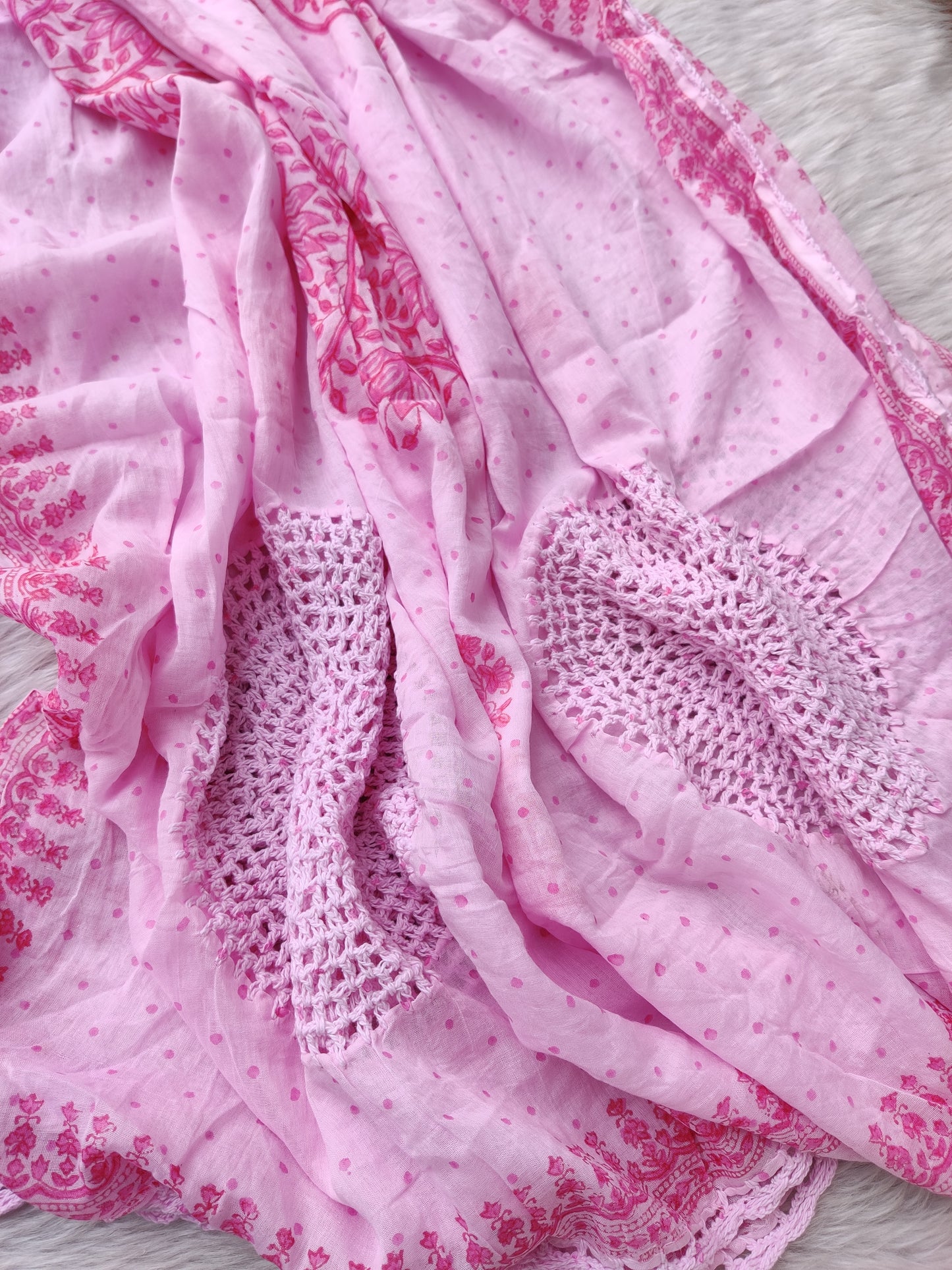 NEW LAUNCH Aligarh Hand Embroidery Cotton Neck Work Suits with Mulmul Crosia Dupatta