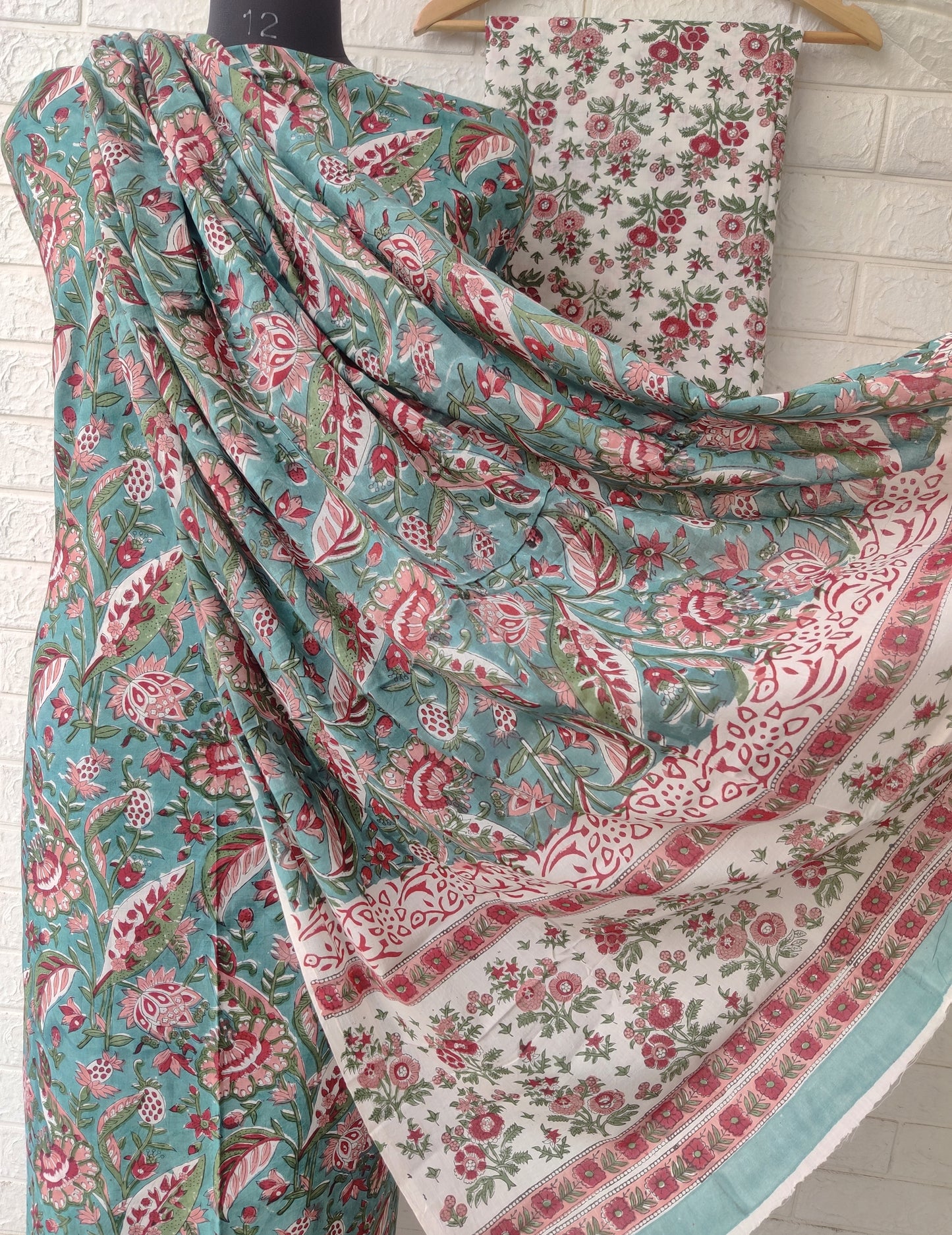 Cotton Block Printed Cotton Suit with mulmul cotton Dupatta