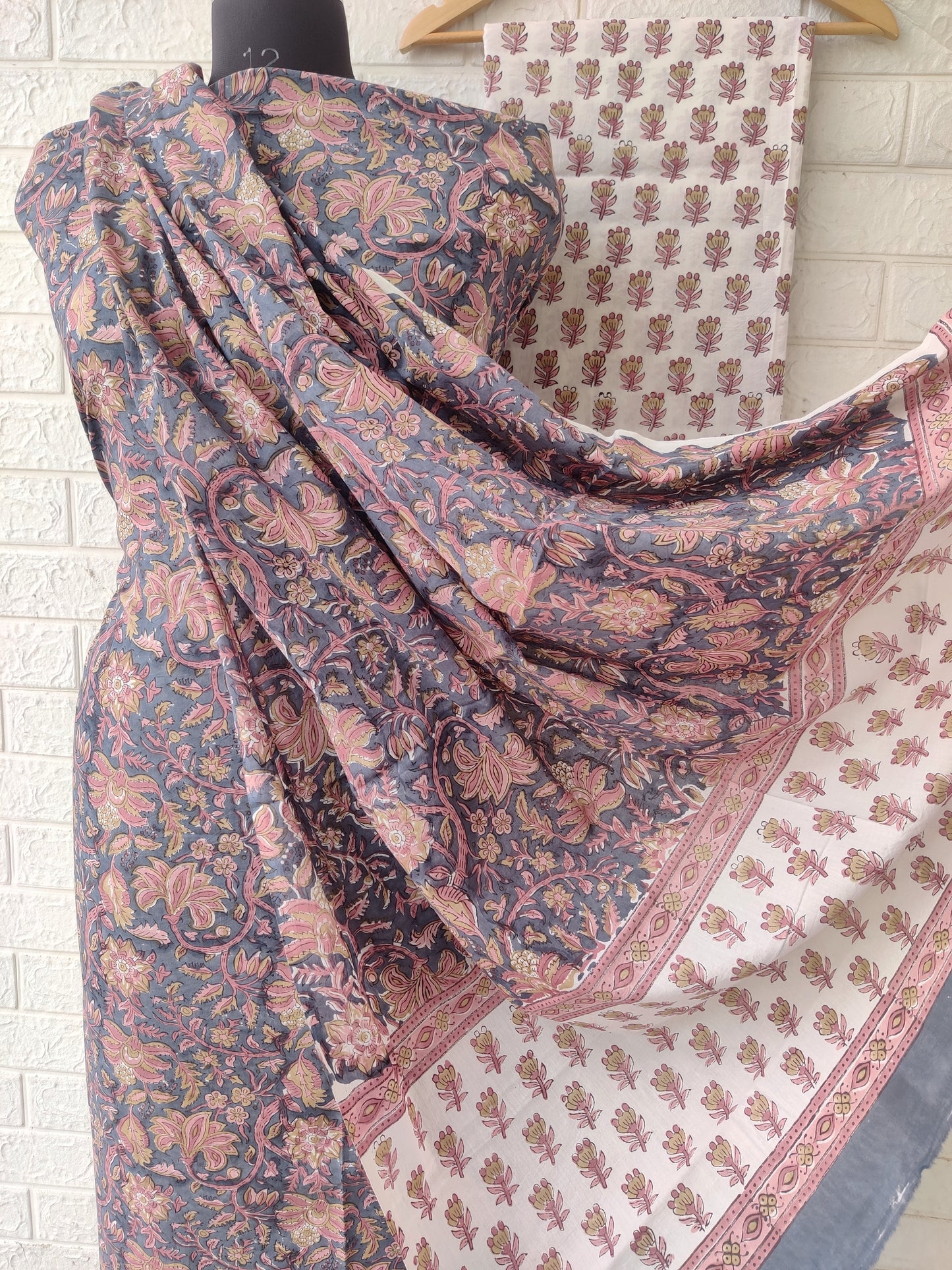 Cotton Block Printed Cotton Suit with mulmul cotton Dupatta