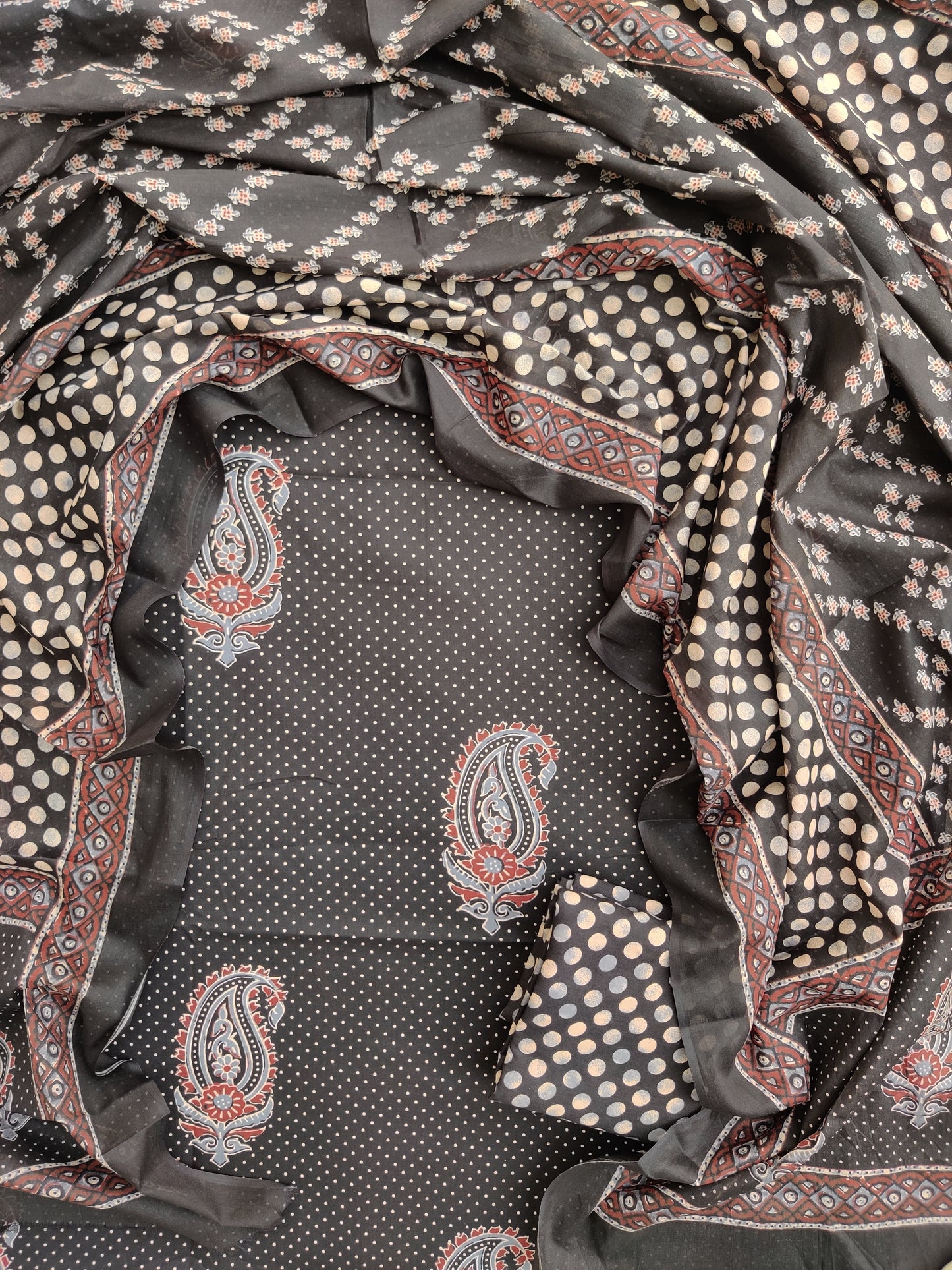 Jaipuri Printed Cotton Suit with mulmul cotton Dupatta
