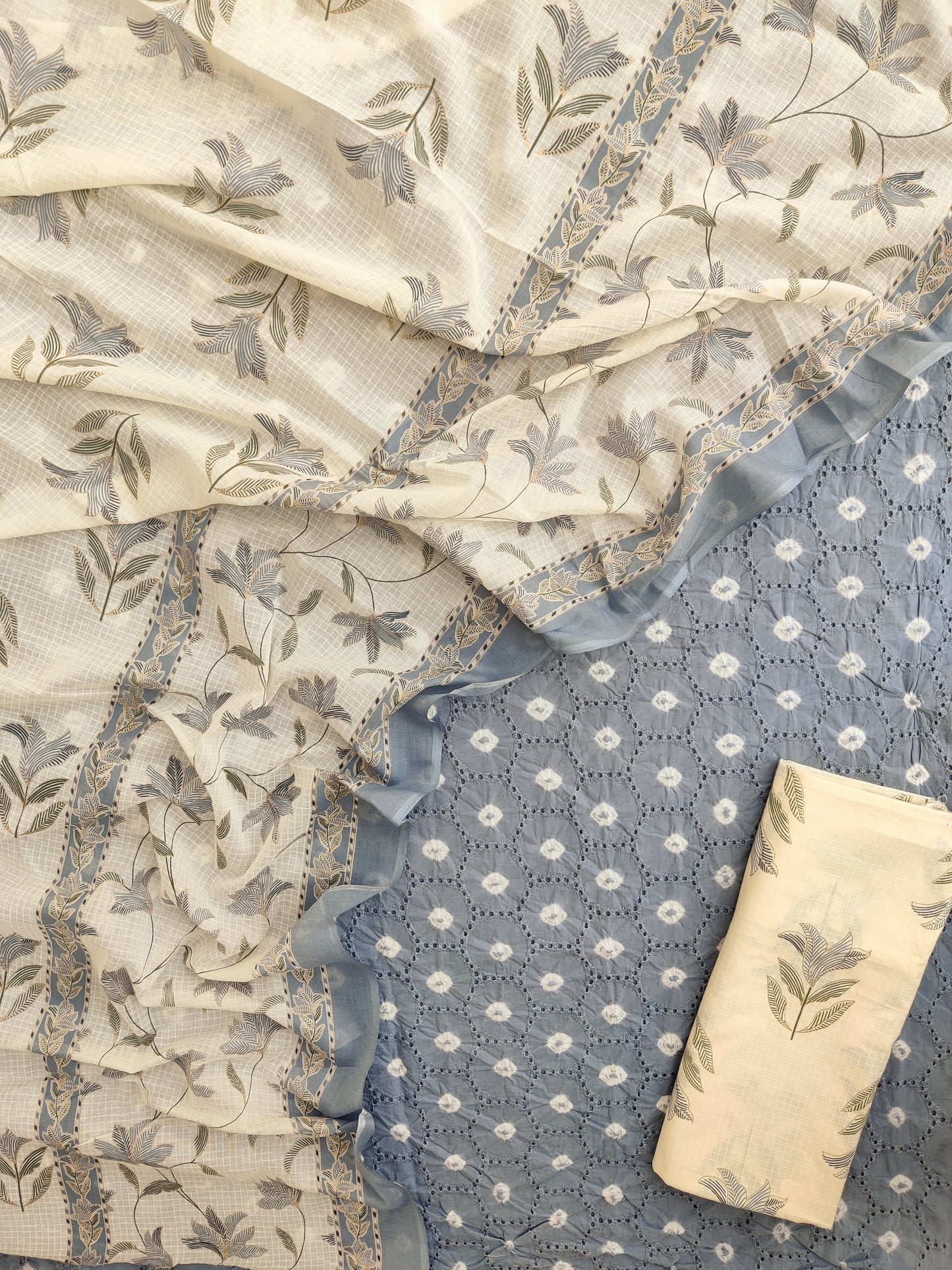 Schiffli Suit with Mulmul Dupatta