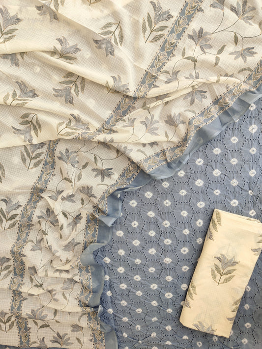 Schiffli Suit with Mulmul Dupatta