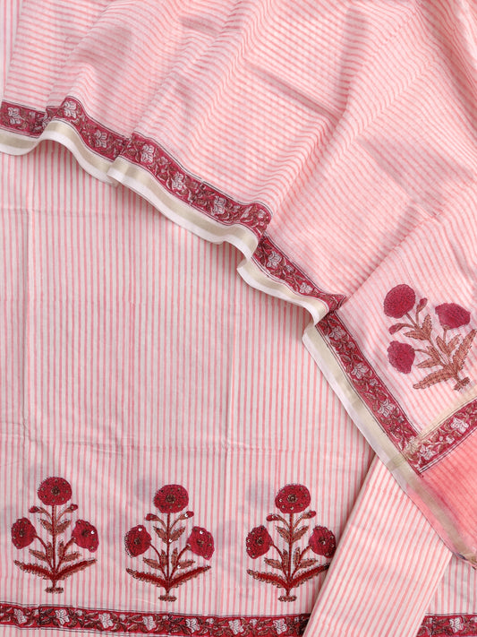 Hand Block Printed Cotton Suit with Mul Chanderi Dupatta