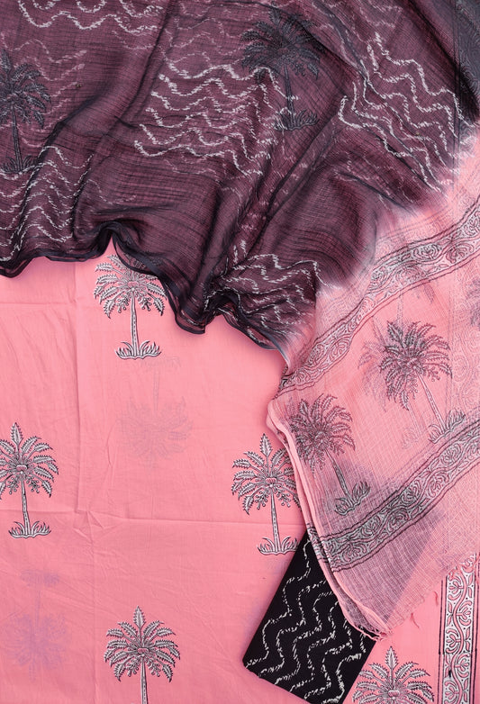 BOOTA Hand Block Printed Cotton Suit with Cotton Kota Doria dupatta