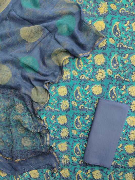 NASHPAL POMEGRANATE DYE COTTON SUIT WITH KOTA DORIA DUPATTA
