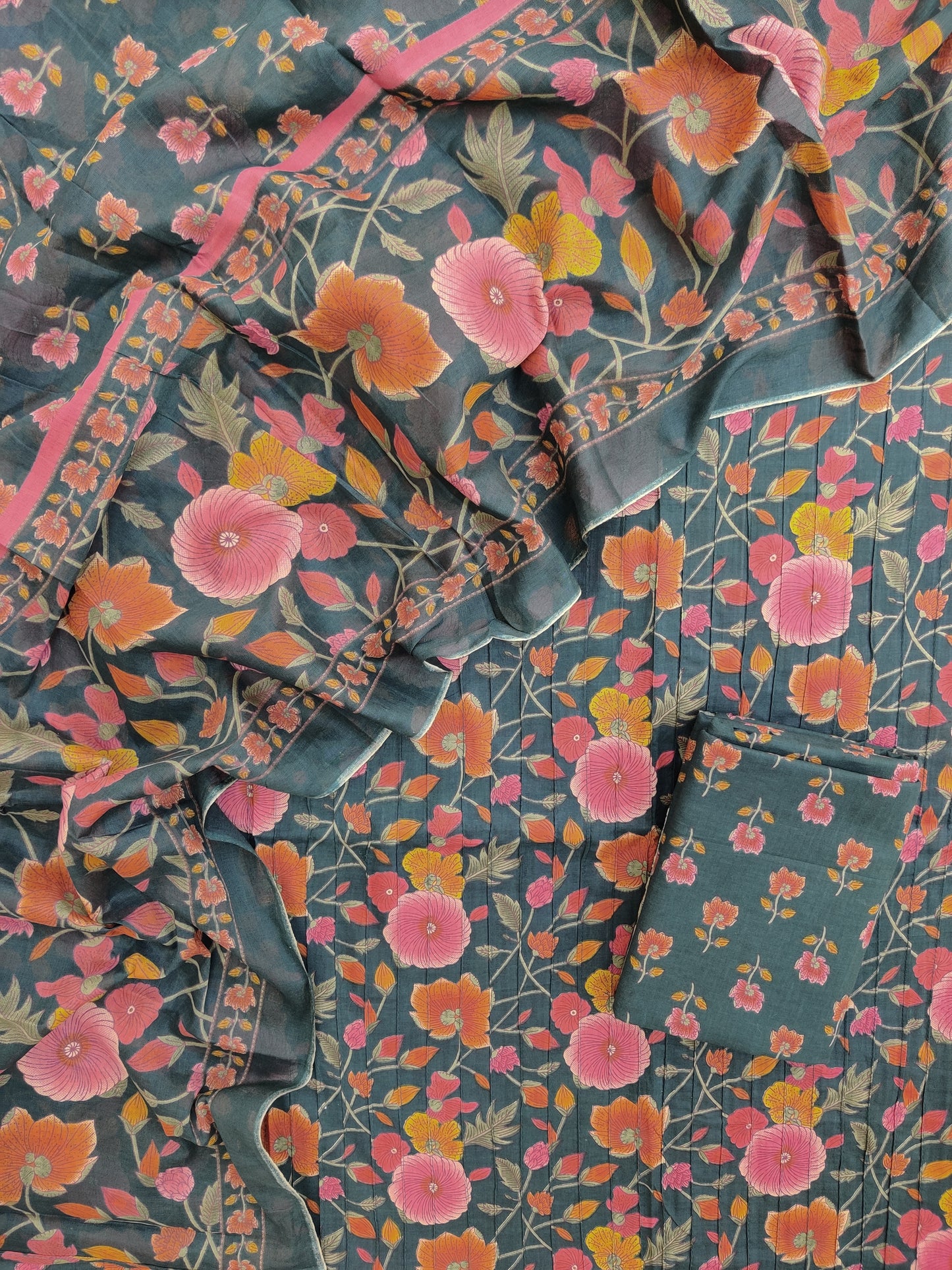 Jaipuri Printed *PINTEX* Cotton Suit With Mulmul Cotton Dupatta
