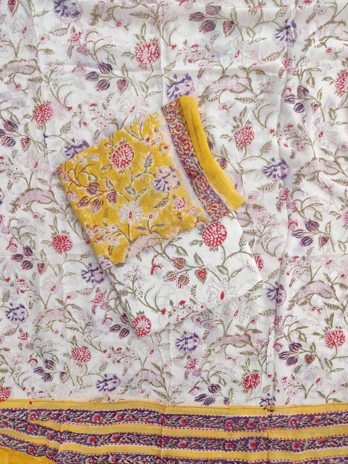 Hand Block Printed Georgette Suit with Georgette Dupatta