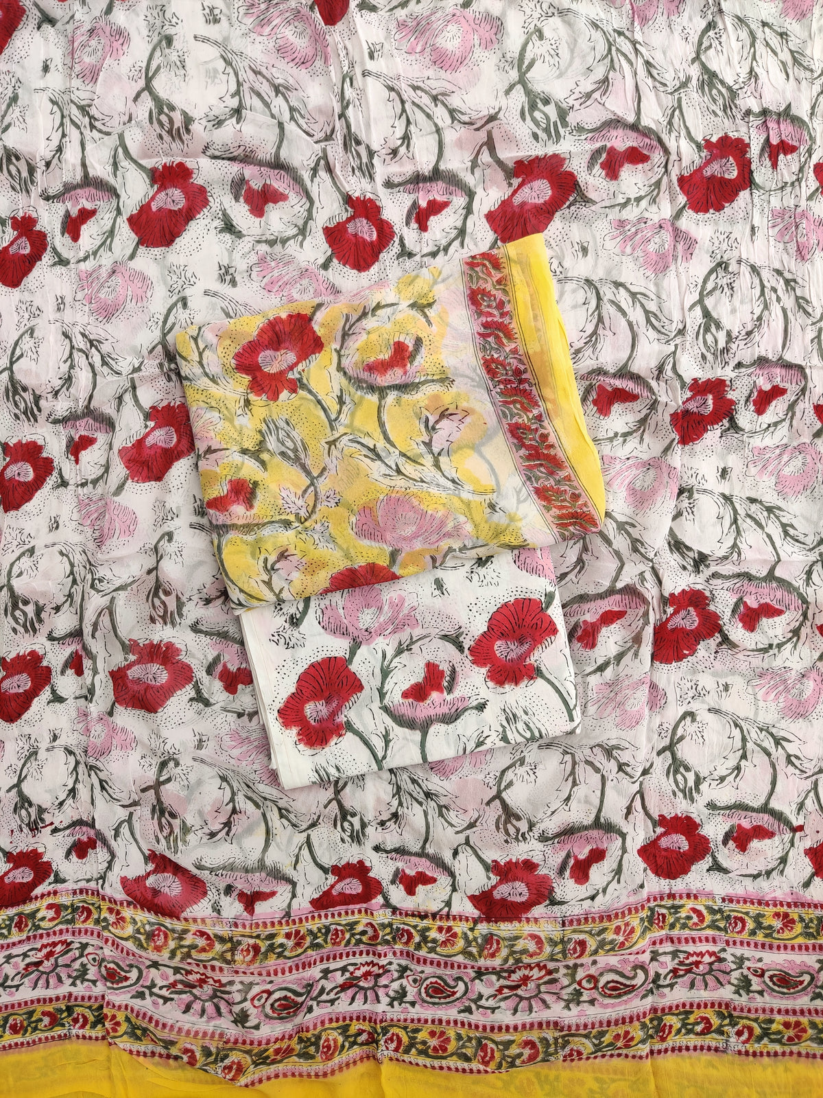 Hand Block Printed Georgette Suit with Georgette Dupatta
