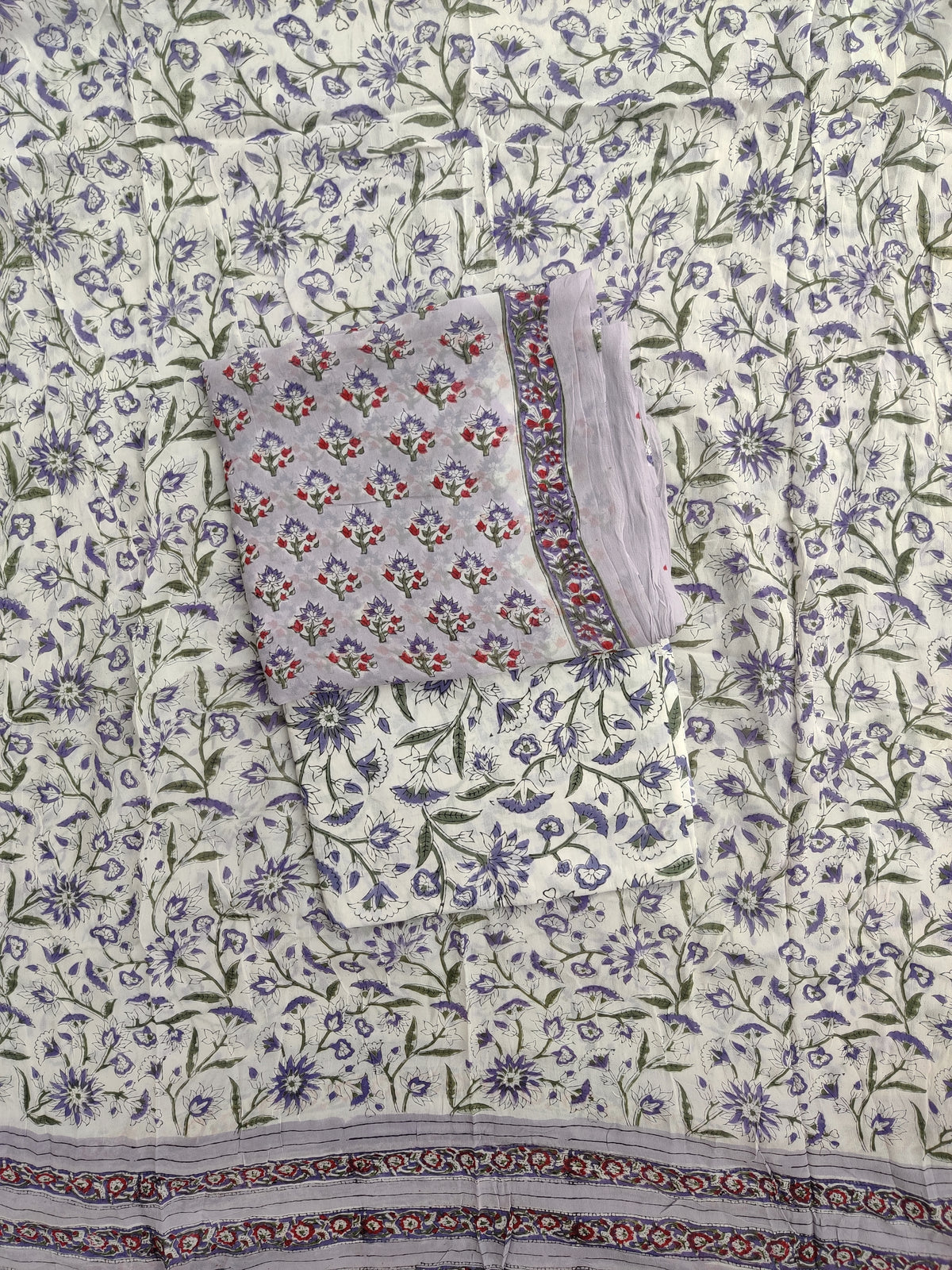 Hand Block Printed Georgette Suit with Georgette Dupatta