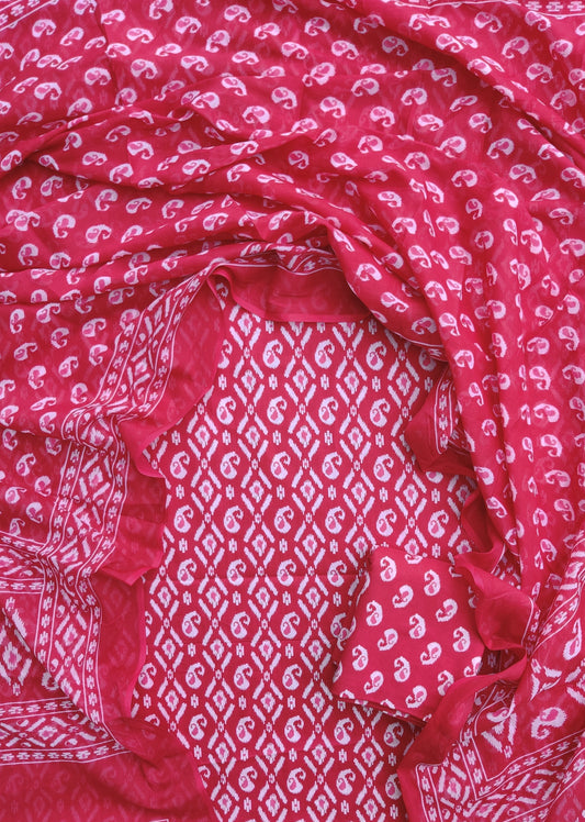 Jaipuri Printed Cotton Suit with Mulmul Cotton Dupatta