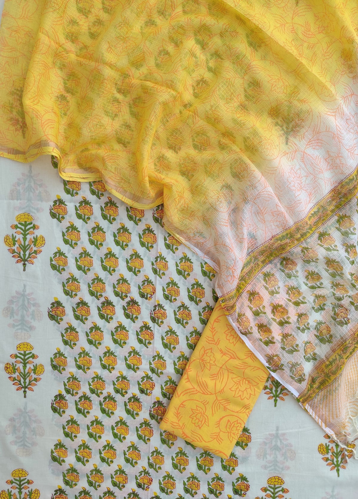 PANEL Hand Block Printed Cotton Suit with Cotton Kota Doria dupatta