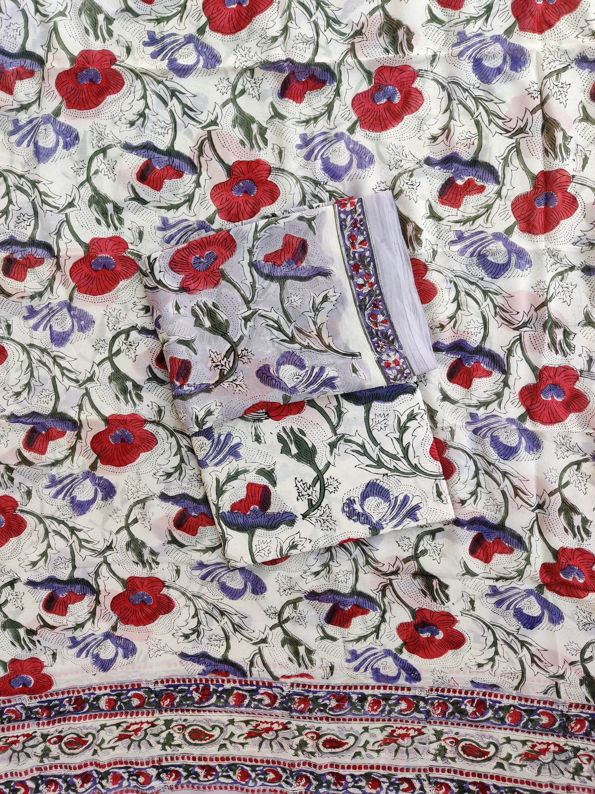 Hand Block Printed Georgette Suit with Georgette Dupatta