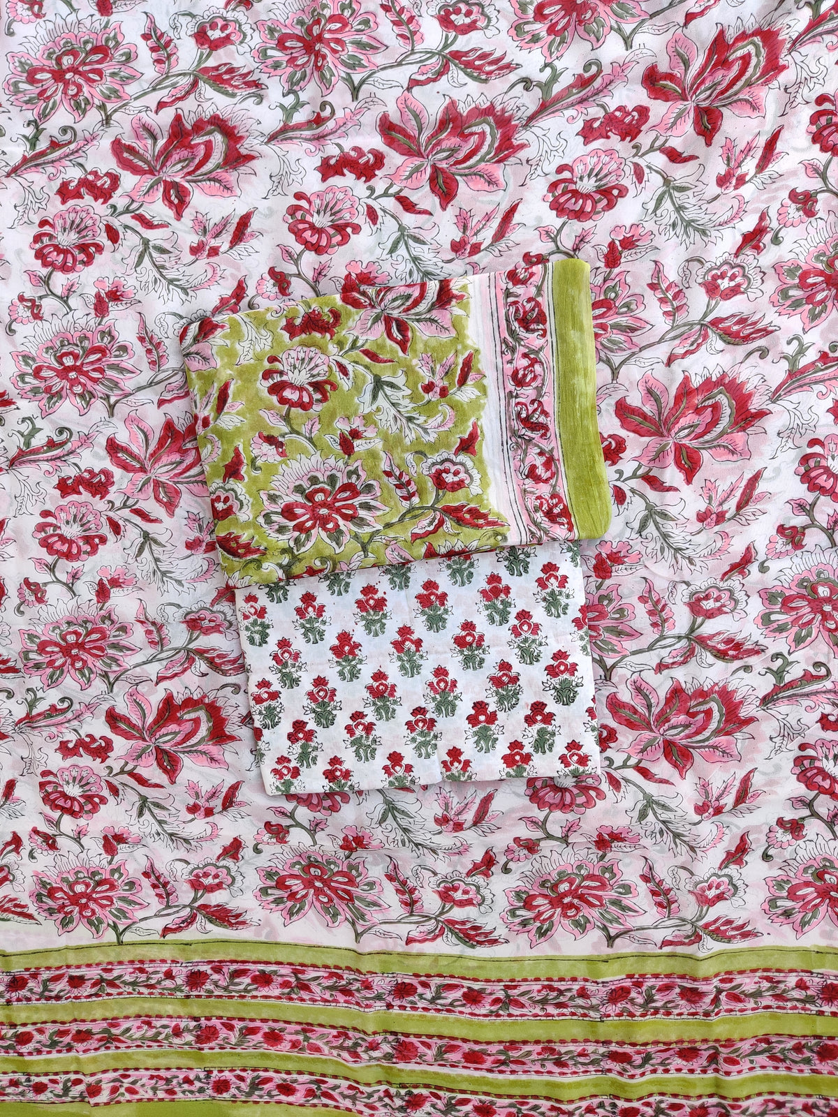 Hand Block Printed Georgette Suit with Georgette Dupatta