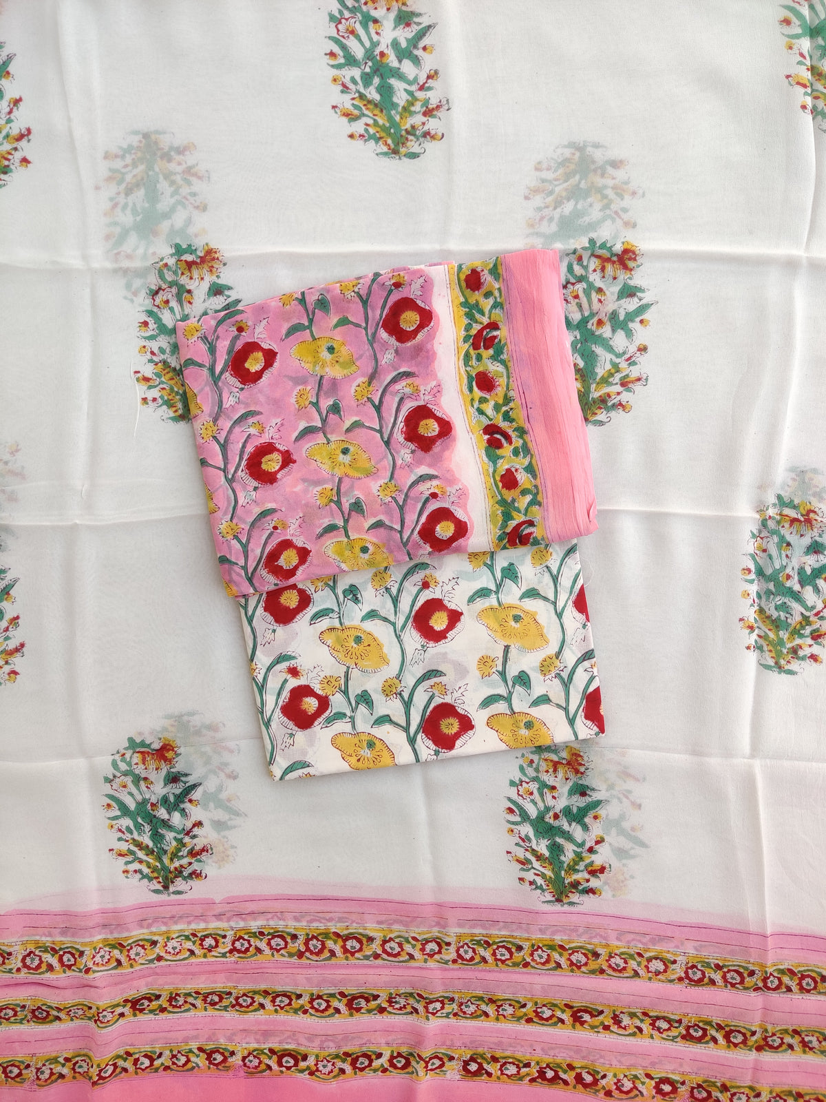 Hand Block Printed Georgette Suit with Georgette Dupatta
